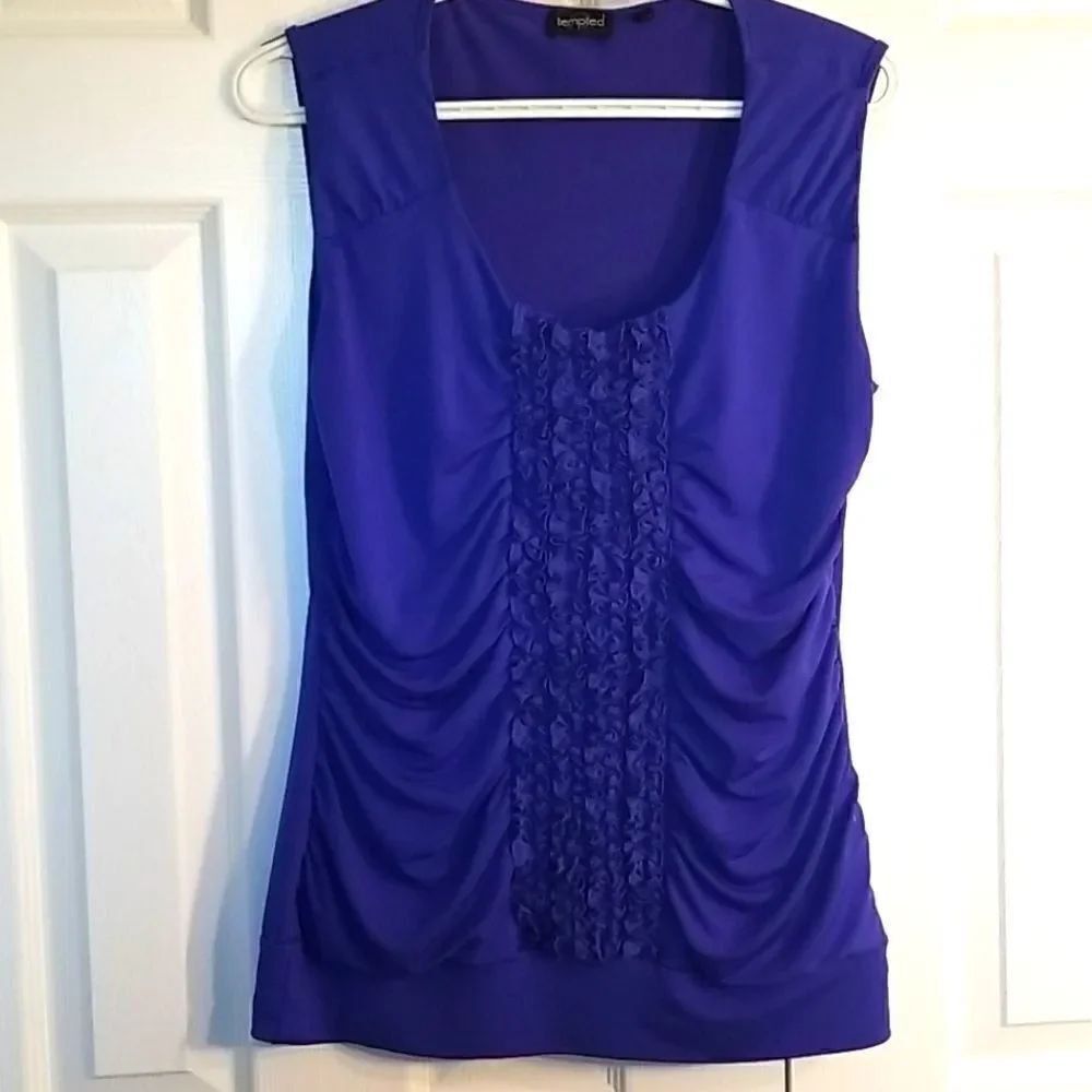 Tempted Blue Ruffle-front shirt 